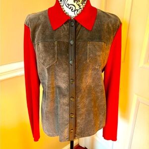 Telluride clothing Co. -vintage, woman’s buttonup top/coat 100% leather & cotton